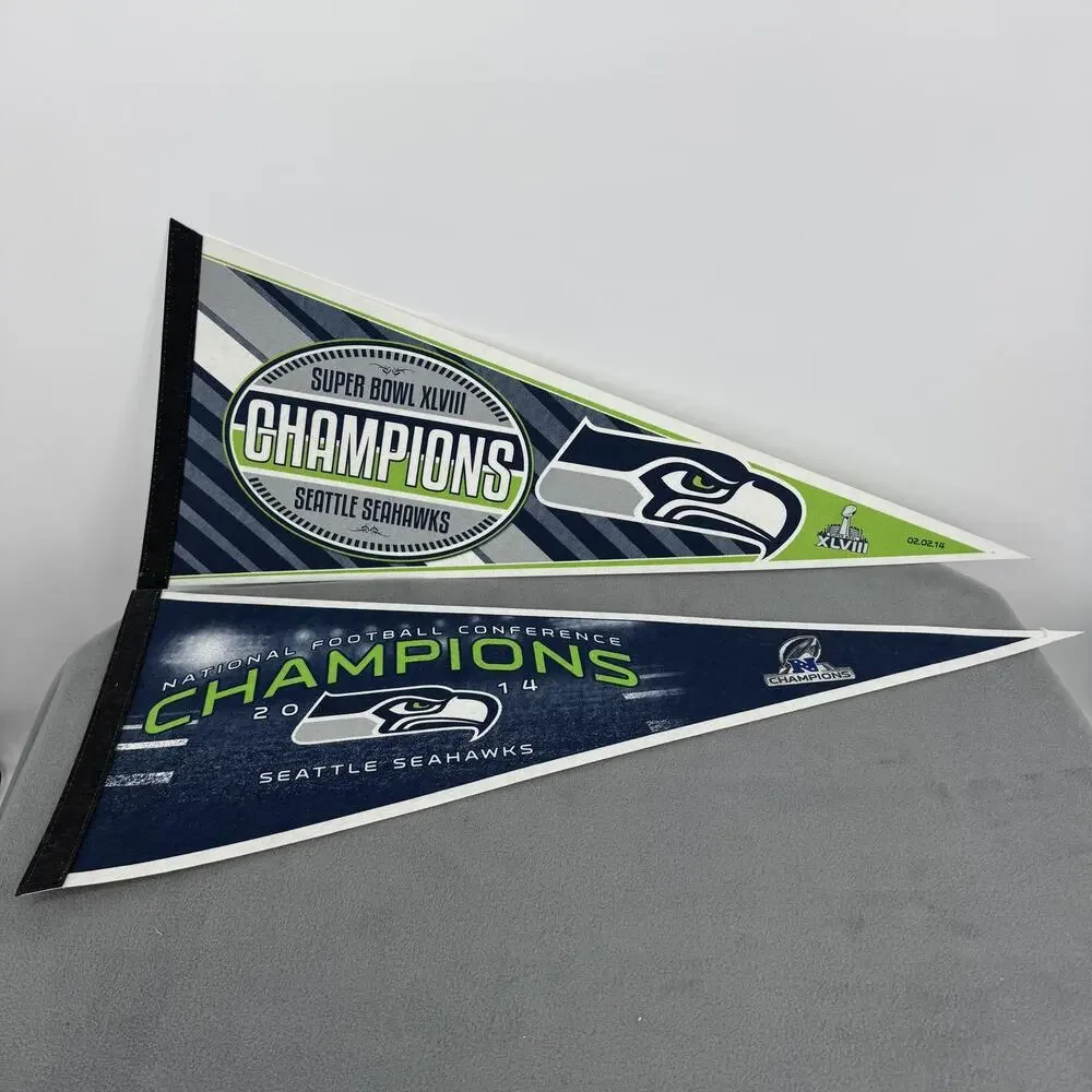 Seattle Seahawks Super Bowl XLVIII‎ Champions Pennant Lot of 2 30 Felt Banners